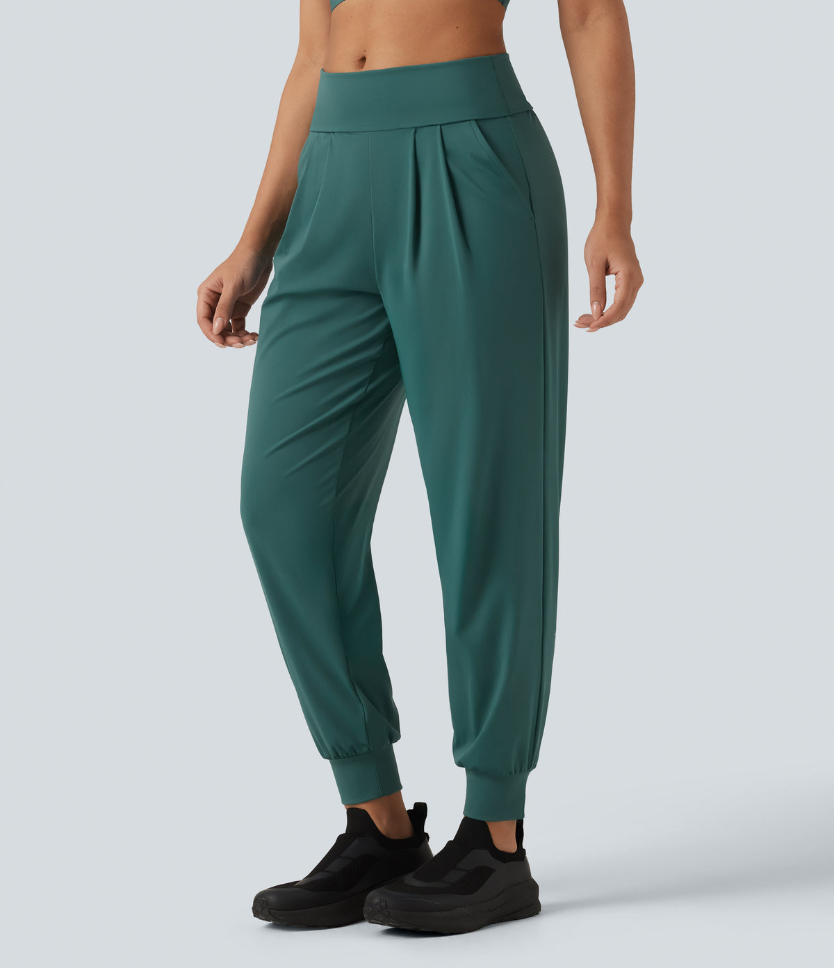 Speedwave Air Mid Rise Running Joggers with Pockets — Viridian — view 3