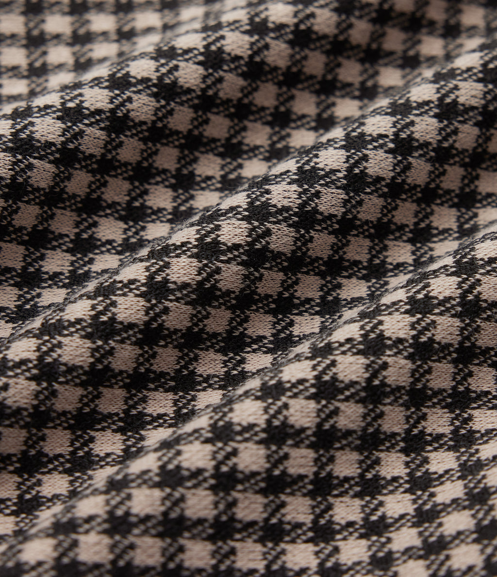 Boat Neck Sleeveless Gingham Casual Mini Dress with Pockets — Latte Night Grid — view 7