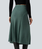 Cable Knit High Waisted A Line Party Midi Skirt — Rosemary Knit — view 5