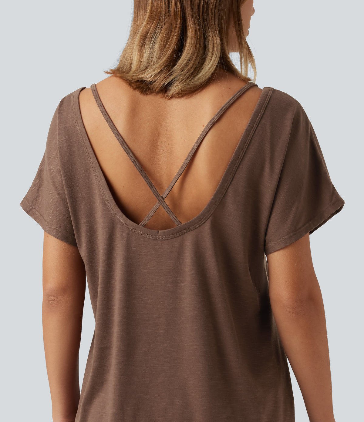 U Neck Relaxed Casual Tank Top — Camellia Brown — view 1