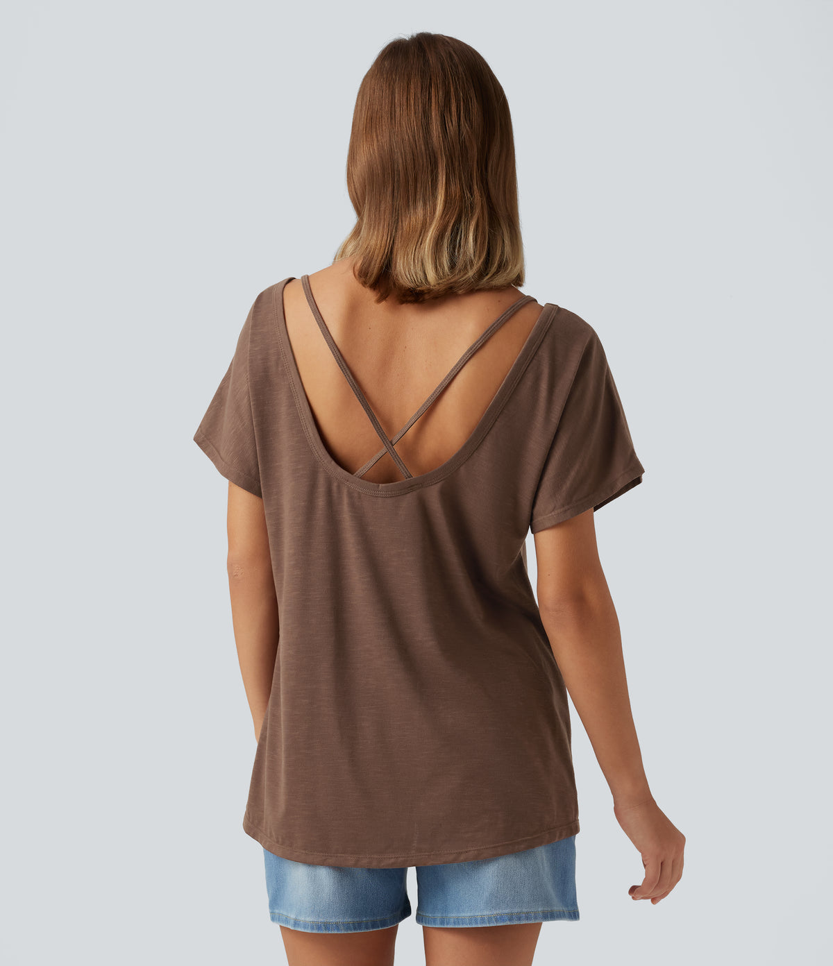 U Neck Relaxed Casual Tank Top — Camellia Brown — view 4