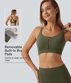 SpeedWave Medium Support U Neck Quick Dry Running Sports Bra with Built-in Bra — Unripe Olive Green — view 1