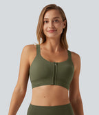 SpeedWave Medium Support U Neck Quick Dry Running Sports Bra with Built-in Bra — Unripe Olive Green — view 4