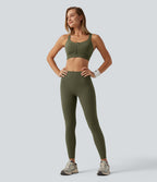 SpeedWave Medium Support U Neck Quick Dry Running Sports Bra with Built-in Bra — Unripe Olive Green — view 7