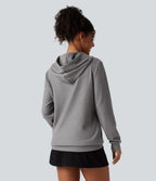 Ribbed Hooded Long Sleeve Casual Sweatshirt with Pocket — Mockingbird — view 2