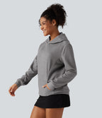 Ribbed Hooded Long Sleeve Casual Sweatshirt with Pocket — Mockingbird — view 3