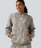 Hooded Long Sleeve Casual Sweatshirt with Pocket — Sand Grey Brushwood — view 4