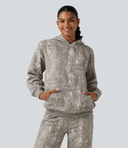 Hooded Long Sleeve Casual Sweatshirt with Pocket — Sand Grey Brushwood — view 1