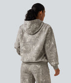 Hooded Long Sleeve Casual Sweatshirt with Pocket — Sand Grey Brushwood — view 2
