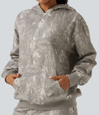 Hooded Long Sleeve Casual Sweatshirt with Pocket — Sand Grey Brushwood — view 6
