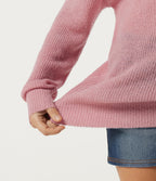 One Shoulder Crisscross Back Dropped Long Sleeve Relaxed Casual Jumper — Pinkesque — view 7