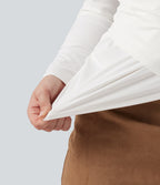 Round Neck Long Sleeve Crossover Hem Casual Top — White — view 6