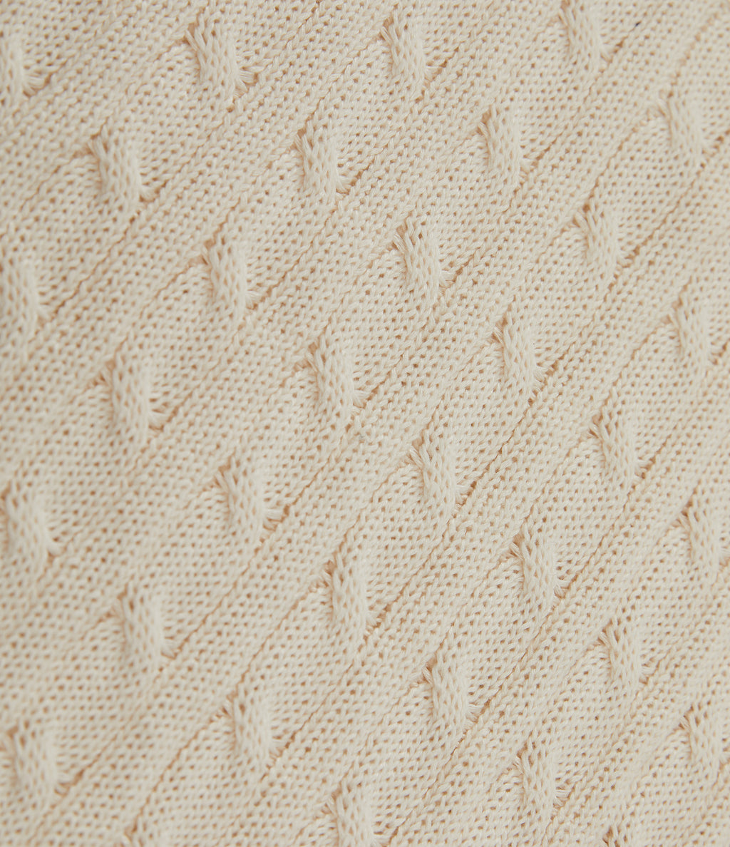 Polo Short Sleeve Cable Knit Work Jumper — Sandshell — view 8