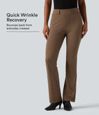 Wrinkle Recovery Mid Rise Bootcut Work Trousers with Pockets — Sepia — view 1