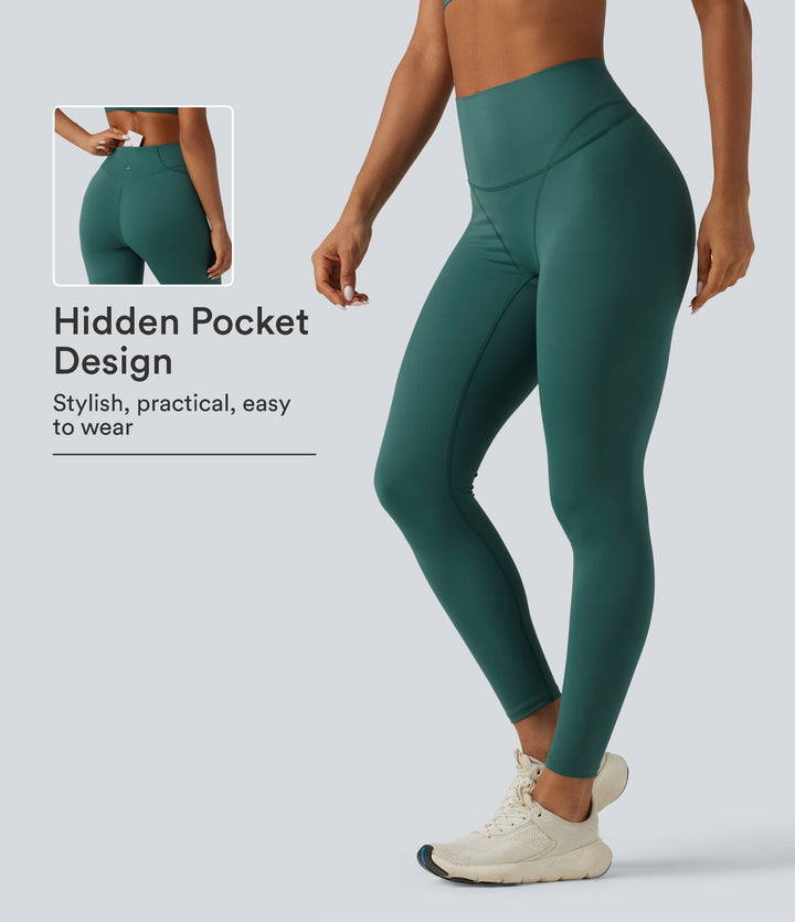 Speedwave Air High Waisted Skinny Running Leggings with Pocket — Viridian — view 1