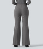 Mid Rise Flare Fleece Work Trousers with Pockets — Silent Storm — view 2