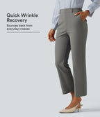 Wrinkle Recovery High Waisted Tapered Work Trousers with Pockets — Silent Storm — view 1