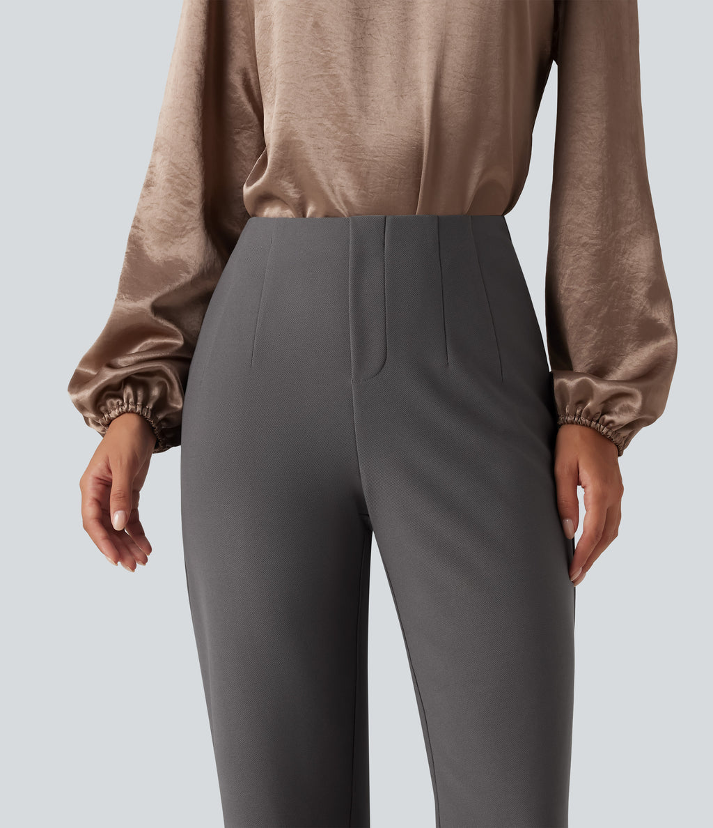 High Waisted Tapered Work Trousers — Steel Gray — view 4