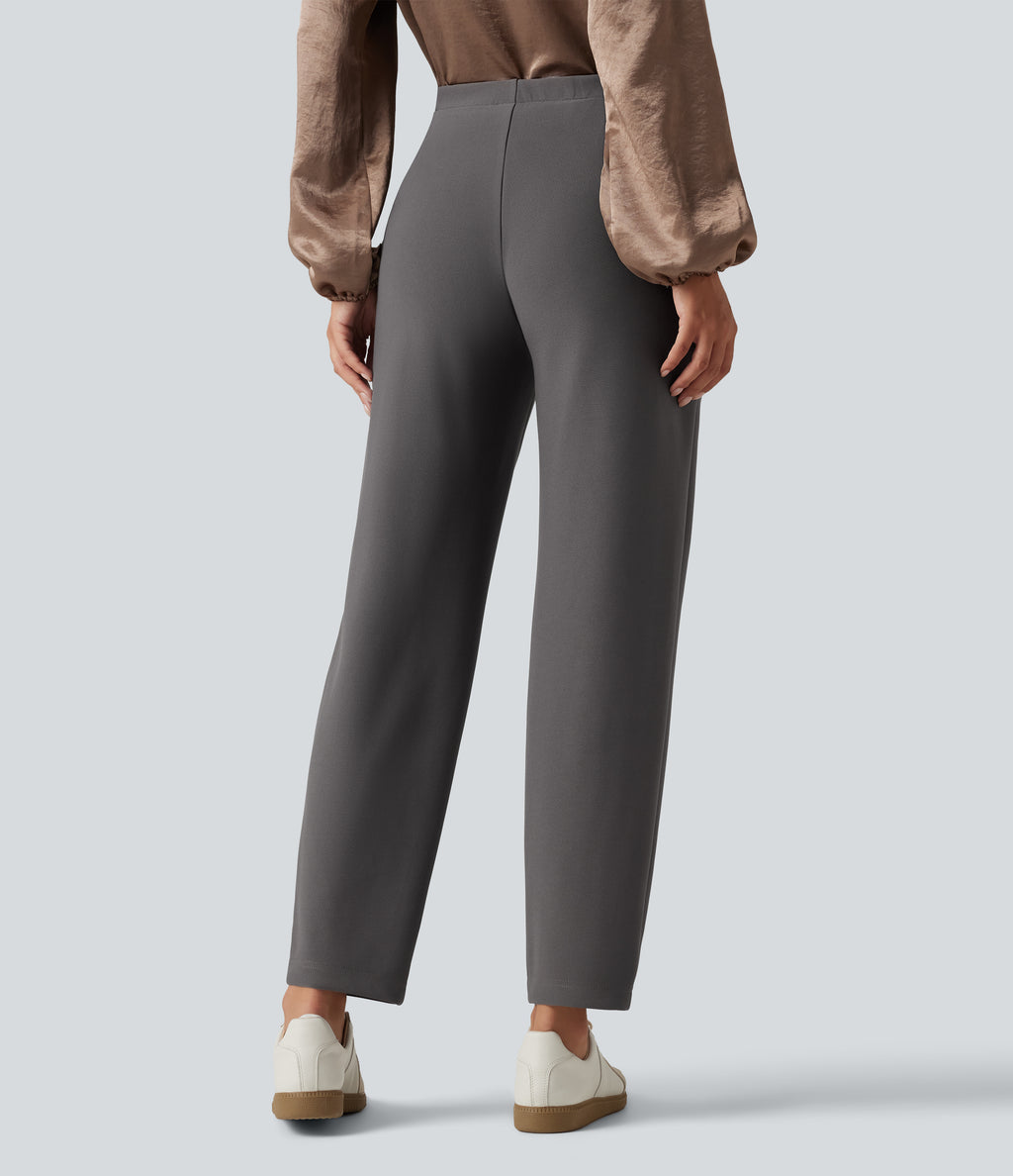 High Waisted Tapered Work Trousers — Steel Gray — view 2