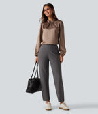 High Waisted Tapered Work Trousers — Steel Gray — view 6