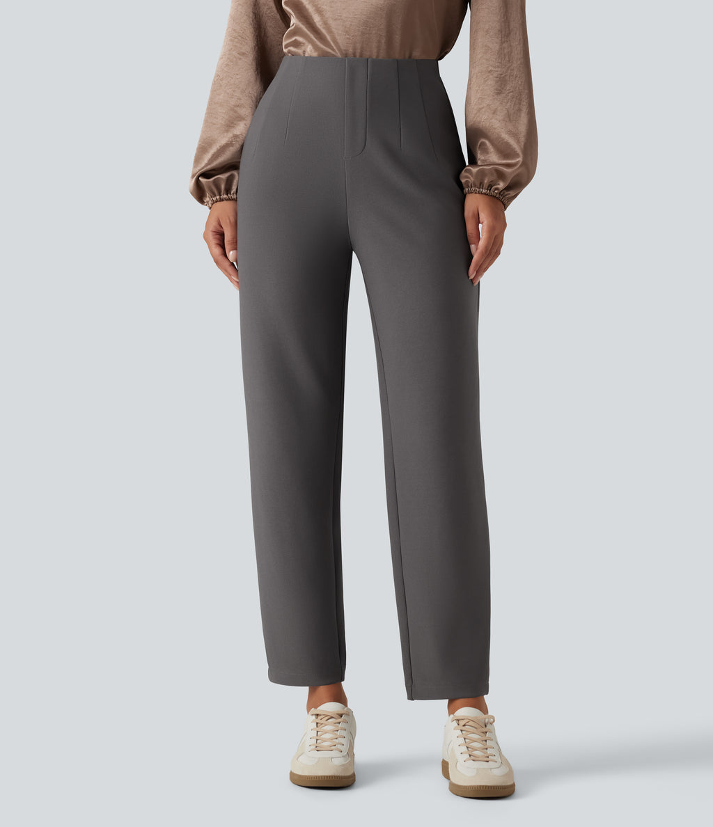 High Waisted Tapered Work Trousers — Steel Gray — view 3