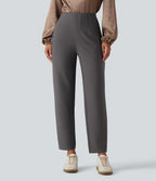 High Waisted Tapered Work Trousers — Steel Gray — view 3
