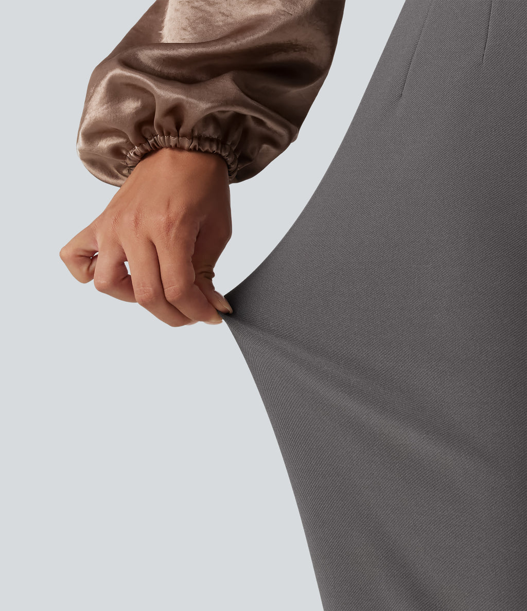 High Waisted Tapered Work Trousers — Steel Gray — view 5