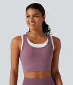 OneForm U Neck Seamless Flow Light Support 2-in-1 Workout Sports Bra — Mauve — view 2