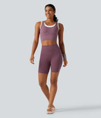 OneForm U Neck Seamless Flow Light Support 2-in-1 Workout Sports Bra — Mauve — view 8
