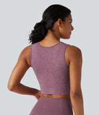 OneForm U Neck Seamless Flow Light Support 2-in-1 Workout Sports Bra — Mauve — view 3