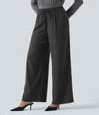 Mid Rise Drawstring Striped Baggy Casual Trousers with Pockets — Night Smoke Stripe — view 3