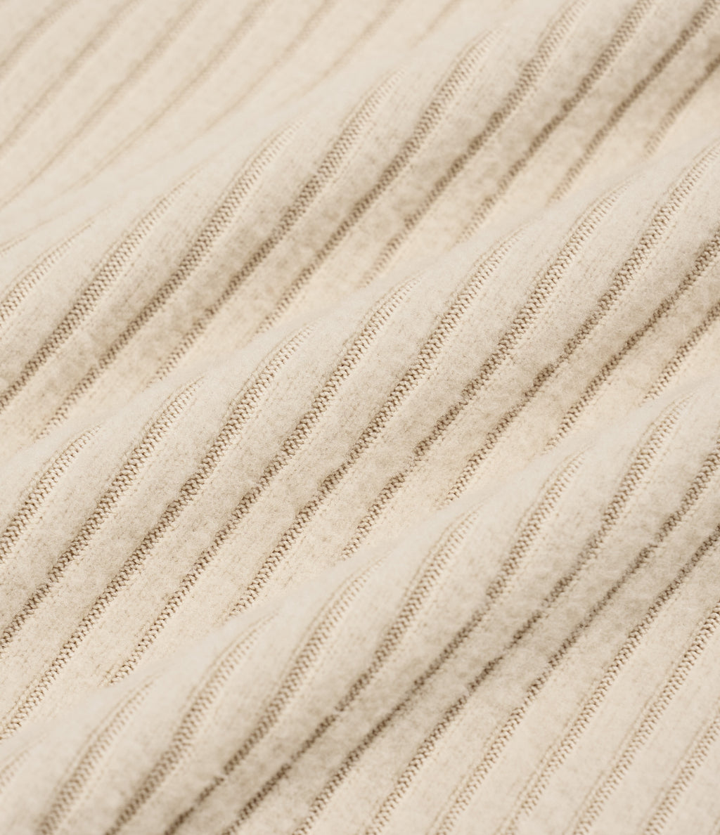 Ribbed Knit Boat Neck Long Sleeve V Back Casual Top — Whipped Taupe — view 8