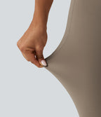 Mid Rise Crossover InstantCool Quick Dry Running Leggings with Pockets — Hay Brown — view 6