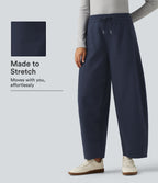 Mid Rise Drawstring Casual Cotton Sweatpants with Pockets — Navy Blazer — view 1