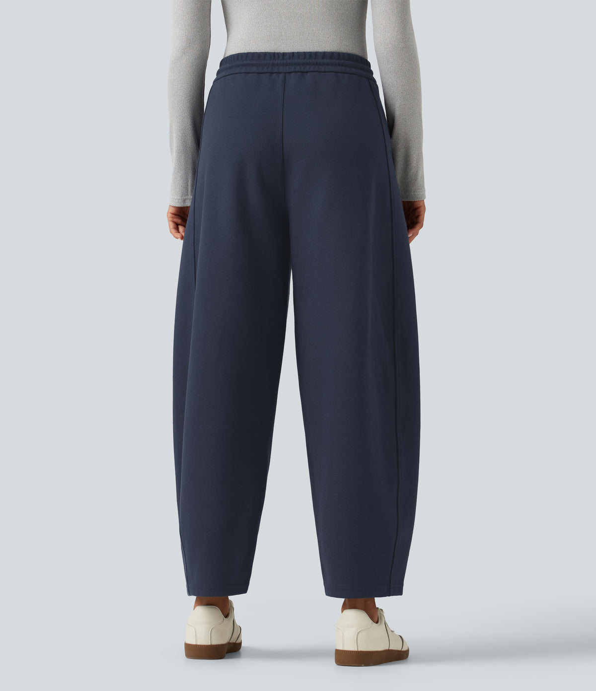 Mid Rise Drawstring Casual Cotton Sweatpants with Pockets — Navy Blazer — view 2