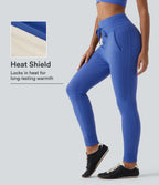 High Waisted Slim Fit Fleece Yoga Jogger with Pockets — Beaucoup Blue — view 1