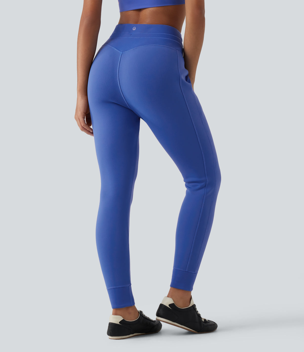 High Waisted Slim Fit Fleece Yoga Jogger with Pockets — Beaucoup Blue — view 2