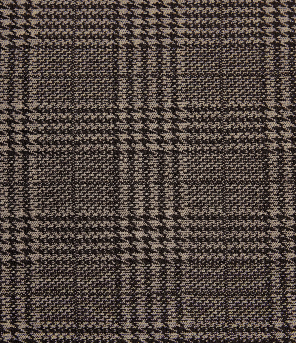 High Waisted Houndstooth Plaid Flare Work Trousers with Pockets — Brown Houndstooth Plaid — view 7