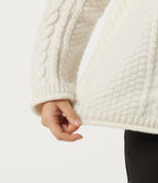 Round Neck Long Sleeve Rolled Hem Casual Jumper — Snow White Oak — view 5