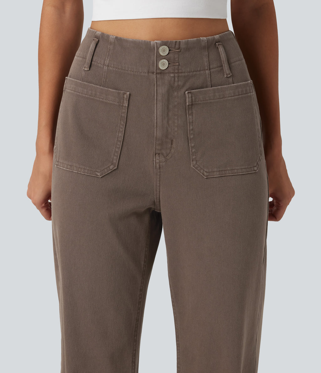 High Waisted Flare Colorful Casual Jeans with Pockets — Shopping Bag — view 5