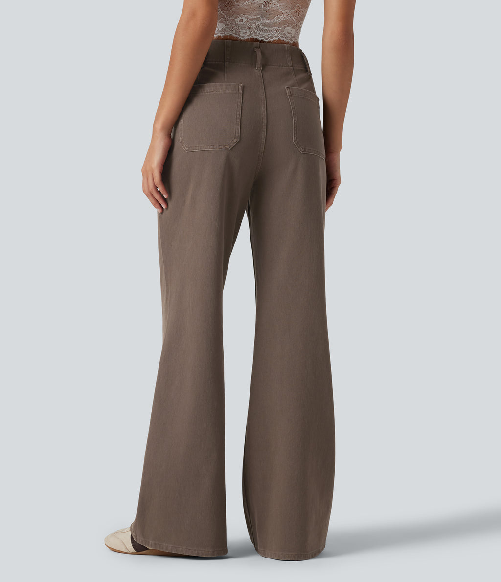 High Waisted Flare Colorful Casual Jeans with Pockets — Shopping Bag — view 2