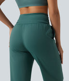Speedwave Air High Waisted Ruched Running Joggers with Pockets — Viridian — view 4