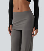 Airy Low Rise Tapered InstantCool Yoga Skirted Joggers with Pockets — Steeple Gray — view 5