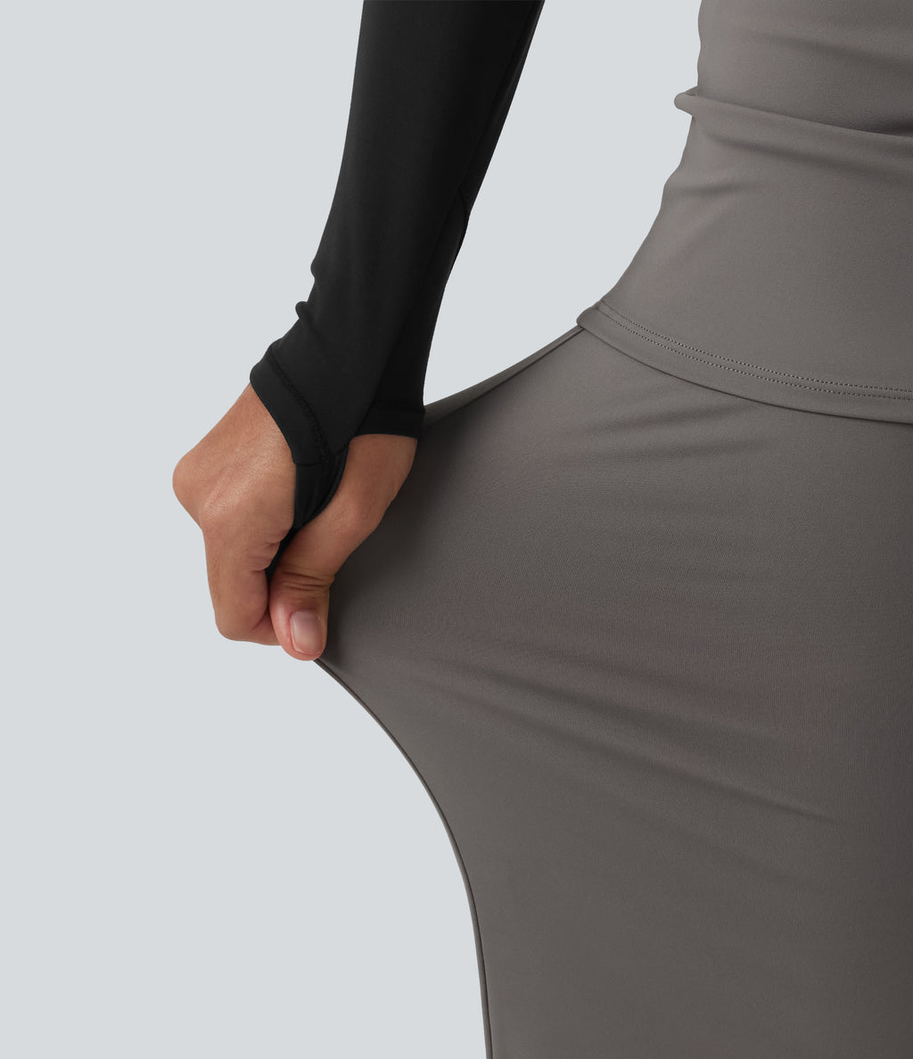 Airy Low Rise Tapered InstantCool Yoga Skirted Joggers with Pockets — Steeple Gray — view 6