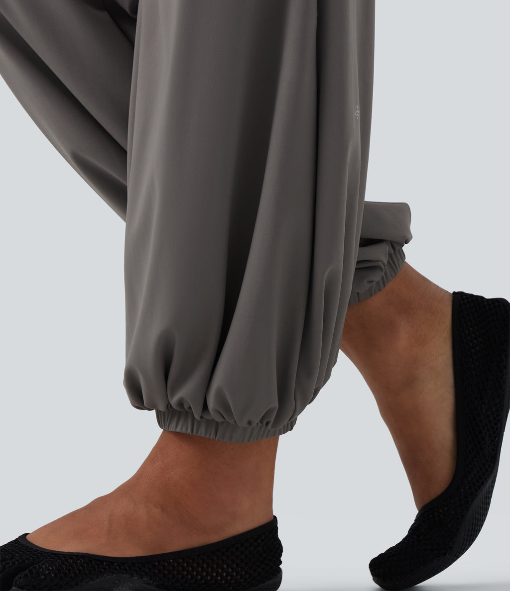 Airy Low Rise Tapered InstantCool Yoga Skirted Joggers with Pockets — Steeple Gray — view 7