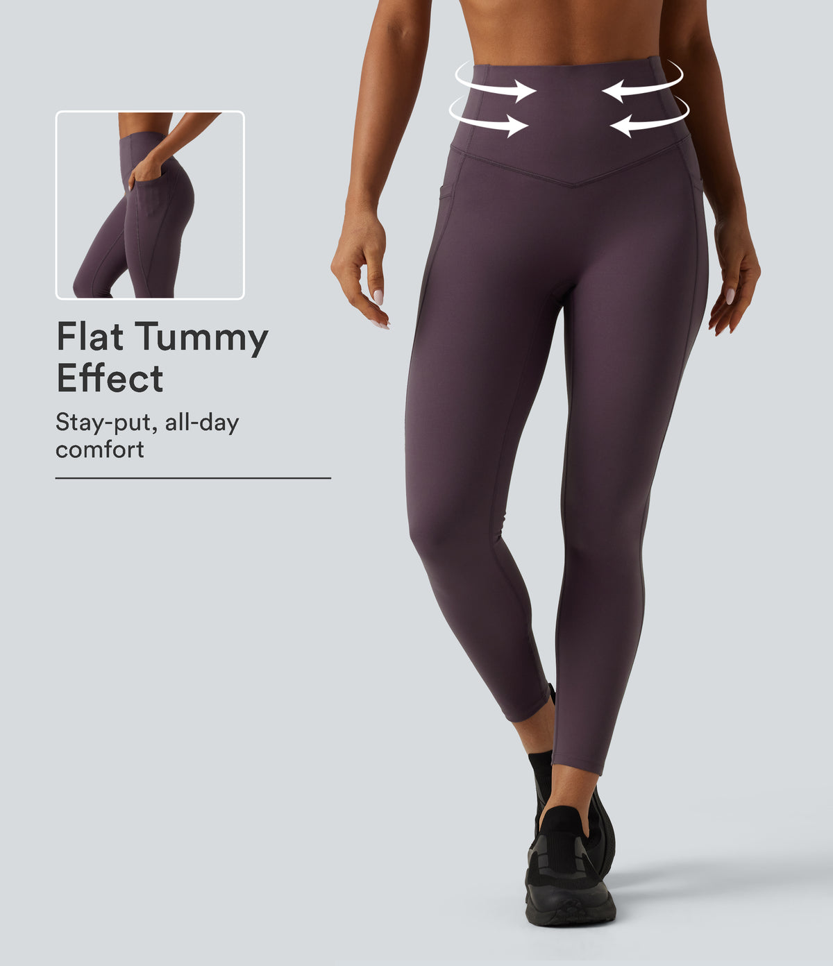 Speedwave High Waisted Tummy Control Training & Running Leggings with Pockets — Dusky Evening purple — view 1