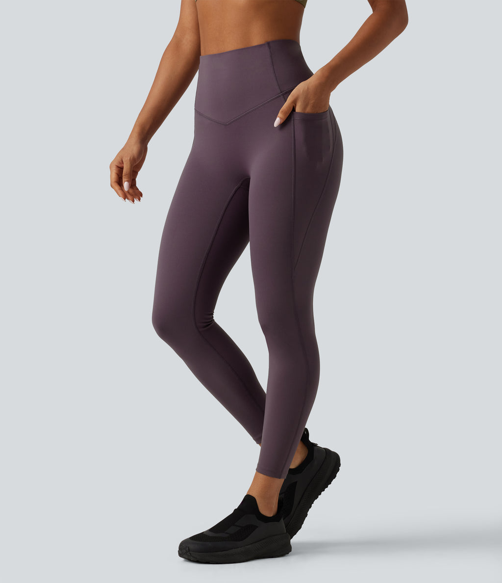 Speedwave High Waisted Tummy Control Training & Running Leggings with Pockets — Dusky Evening purple — view 3