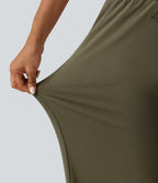 Low Rise Drawstring Straight Leg Casual Sweatpants with Pockets — Dried Herb — view 4