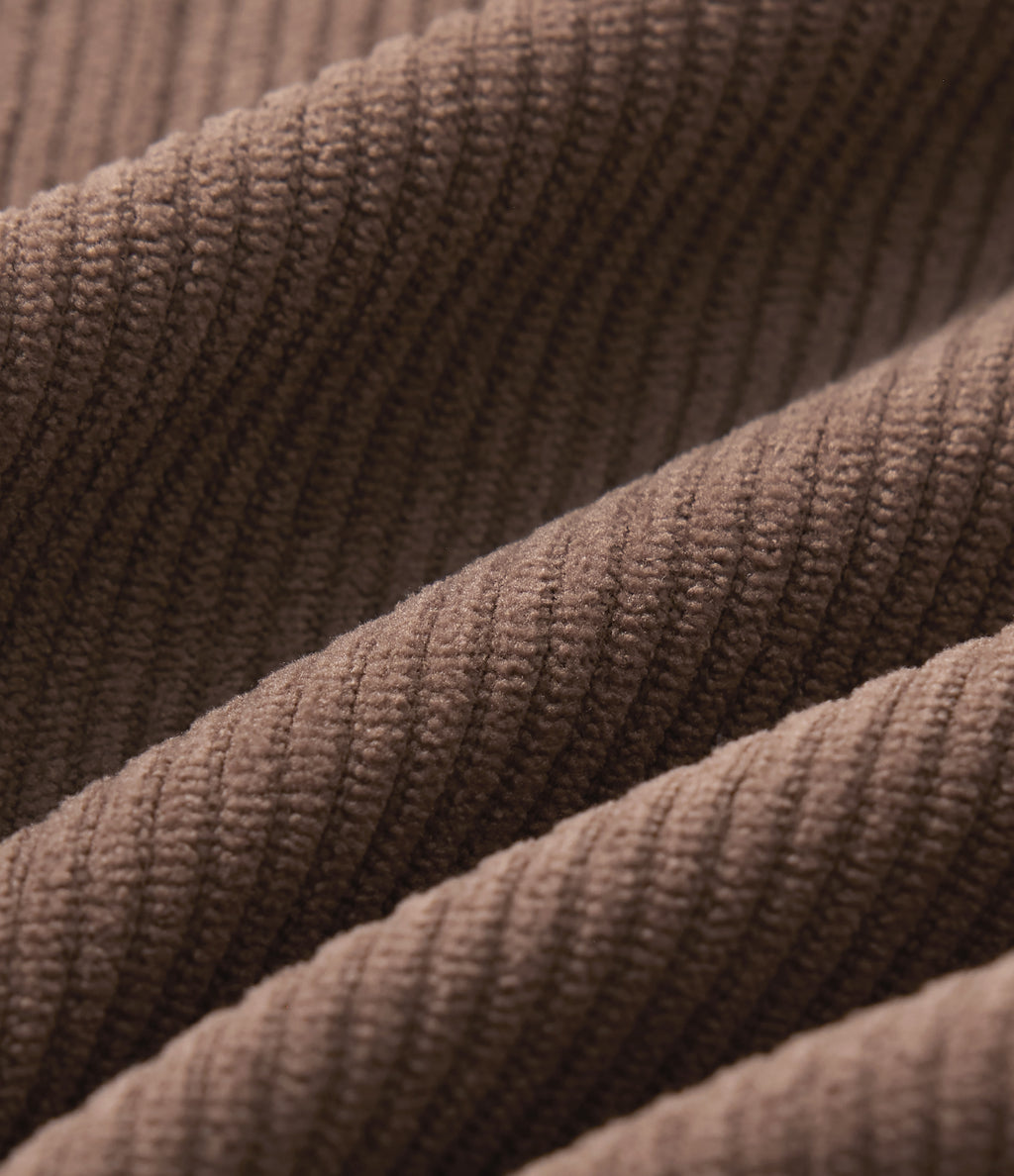 High Waisted Straight Leg Rolled Hem Corduroy Work Trousers with Pockets — Acorn — view 8