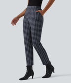 Mid Rise Plaid Work Trousers with Pockets — Atlantic Dusk Plaid — view 1